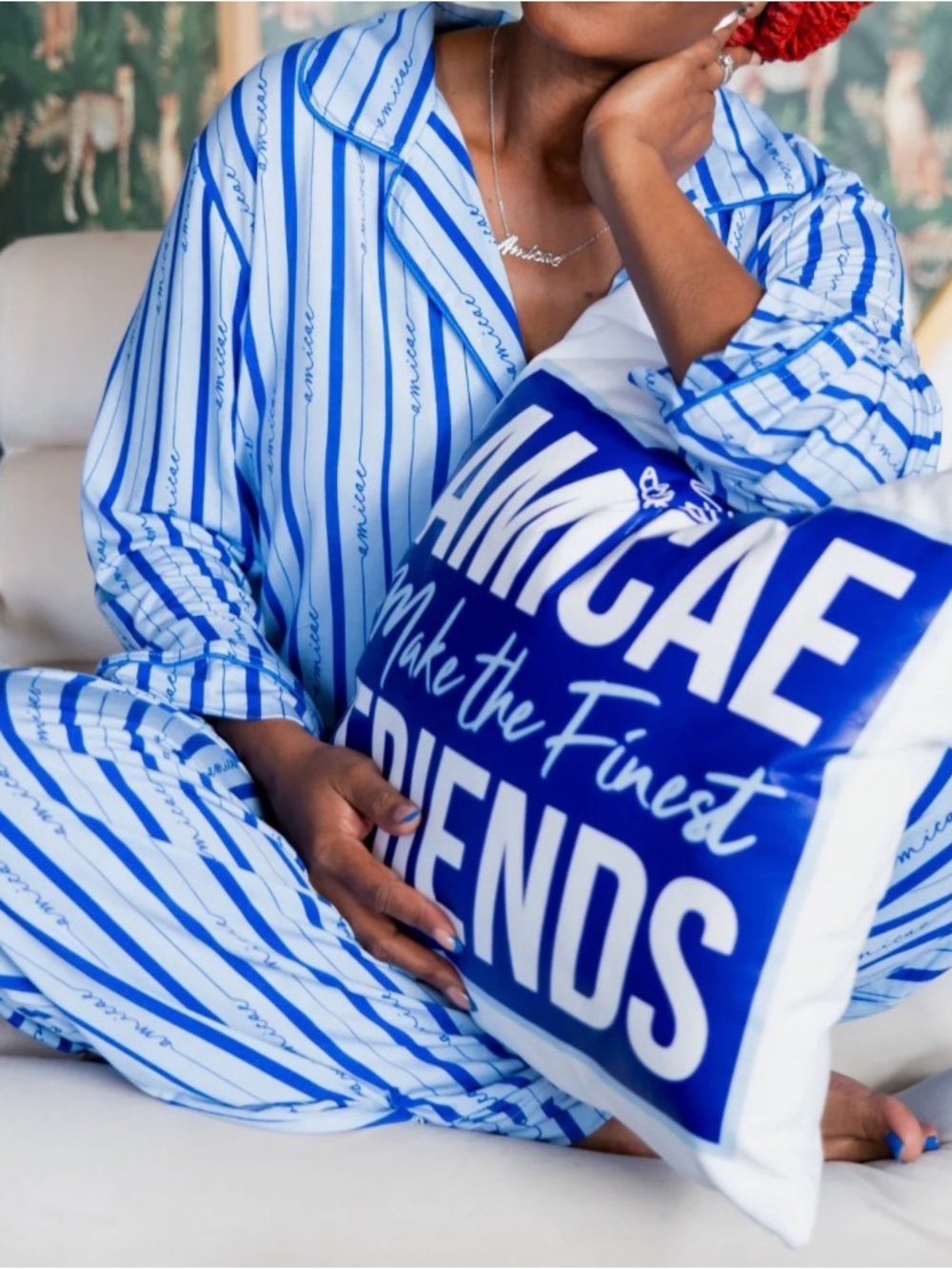 Blue & White Striped Pajama Set